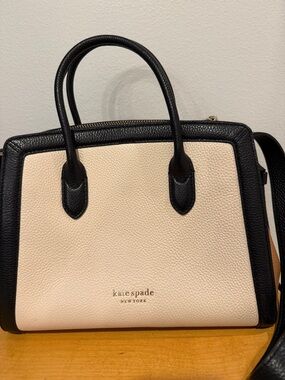 kate spade Two-Tone Black & Cream Pebble Leather Satchel